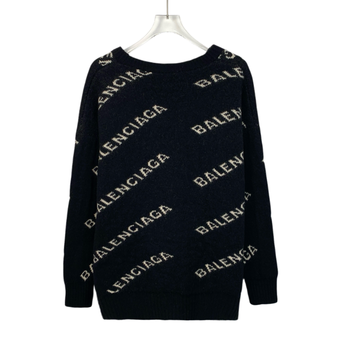 Balenciaga Black V-Neck Long-Sleeve Knit Sweater