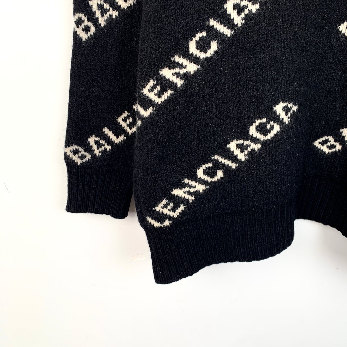 Balenciaga Black V-Neck Long-Sleeve Knit Sweater