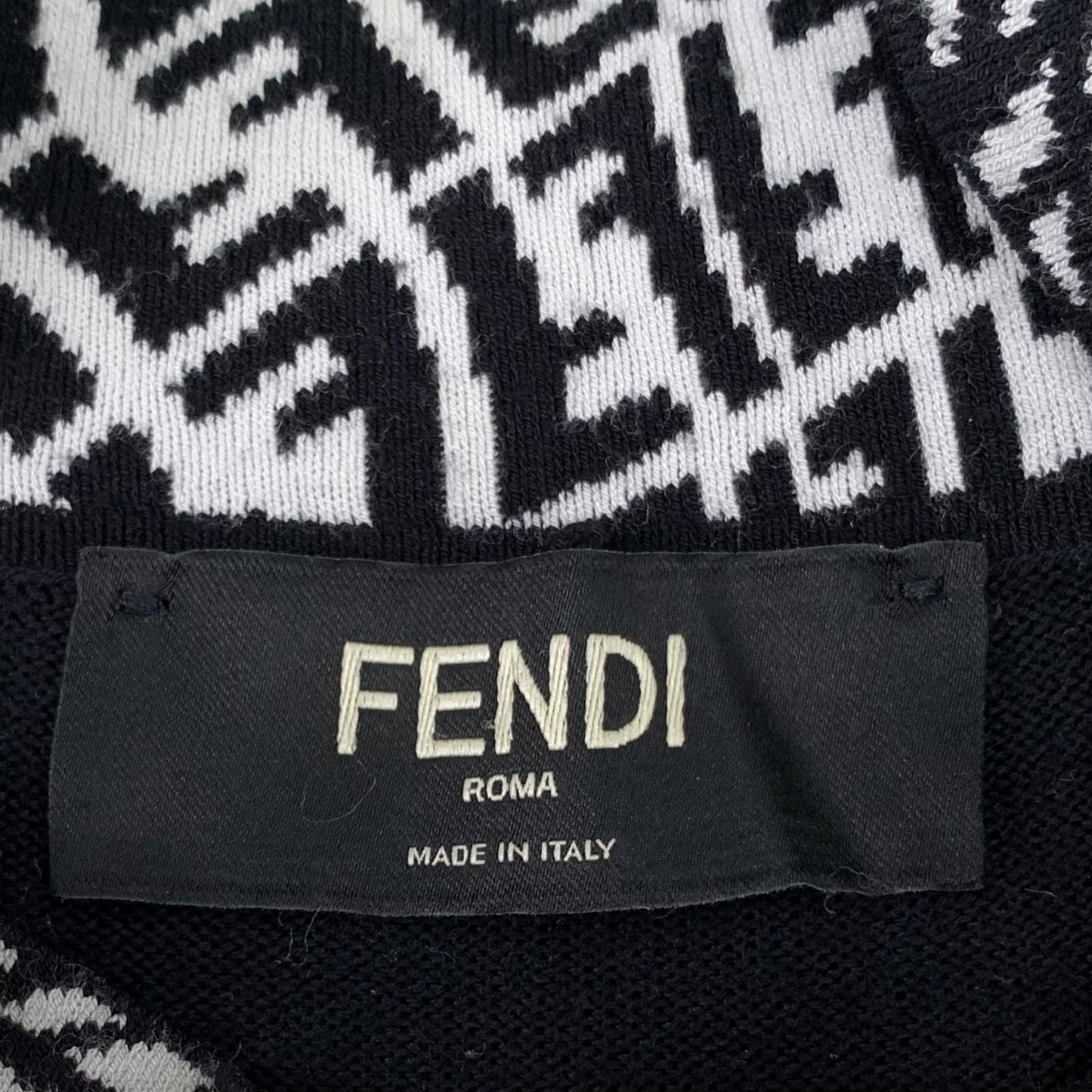 Fendi Black Wool Long-Sleeve Knit Sweater