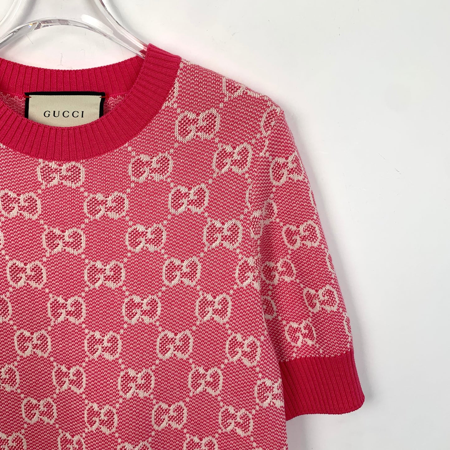 Gucci Pink Wool Short-Sleeve Dress