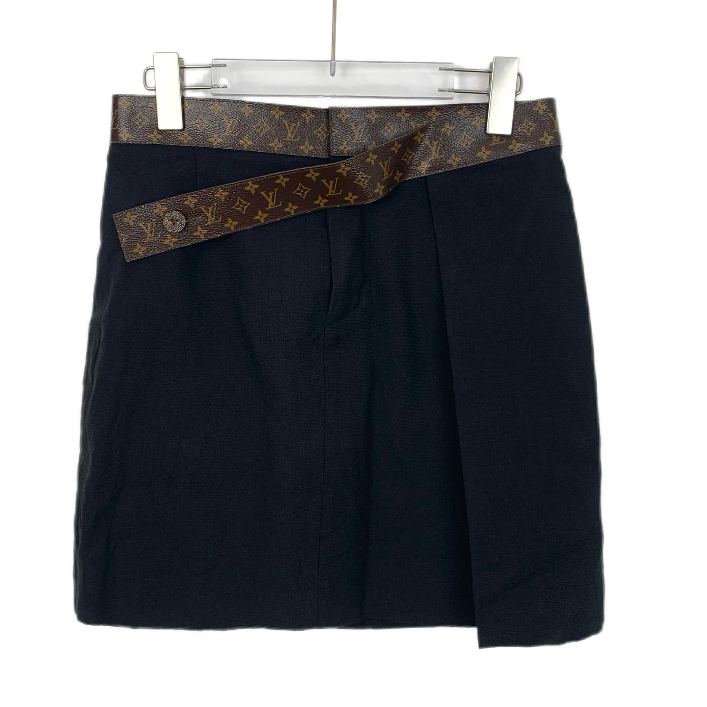 Louis Vuitton Black Monogram Linen Casual Skirt with Belt