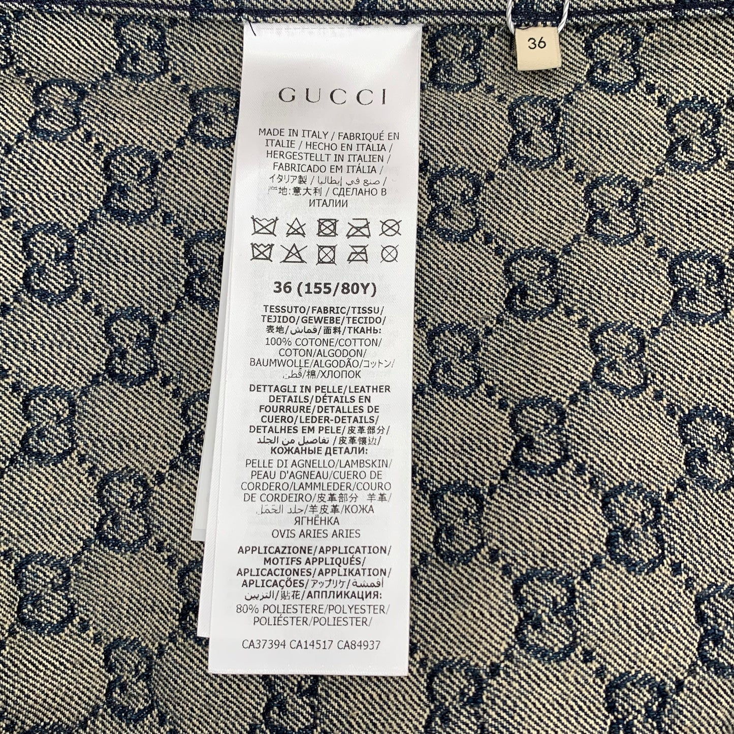 Gucci Deep Blue Jacquard Monogram Cotton Long-Sleeve Jacket with Collared Design