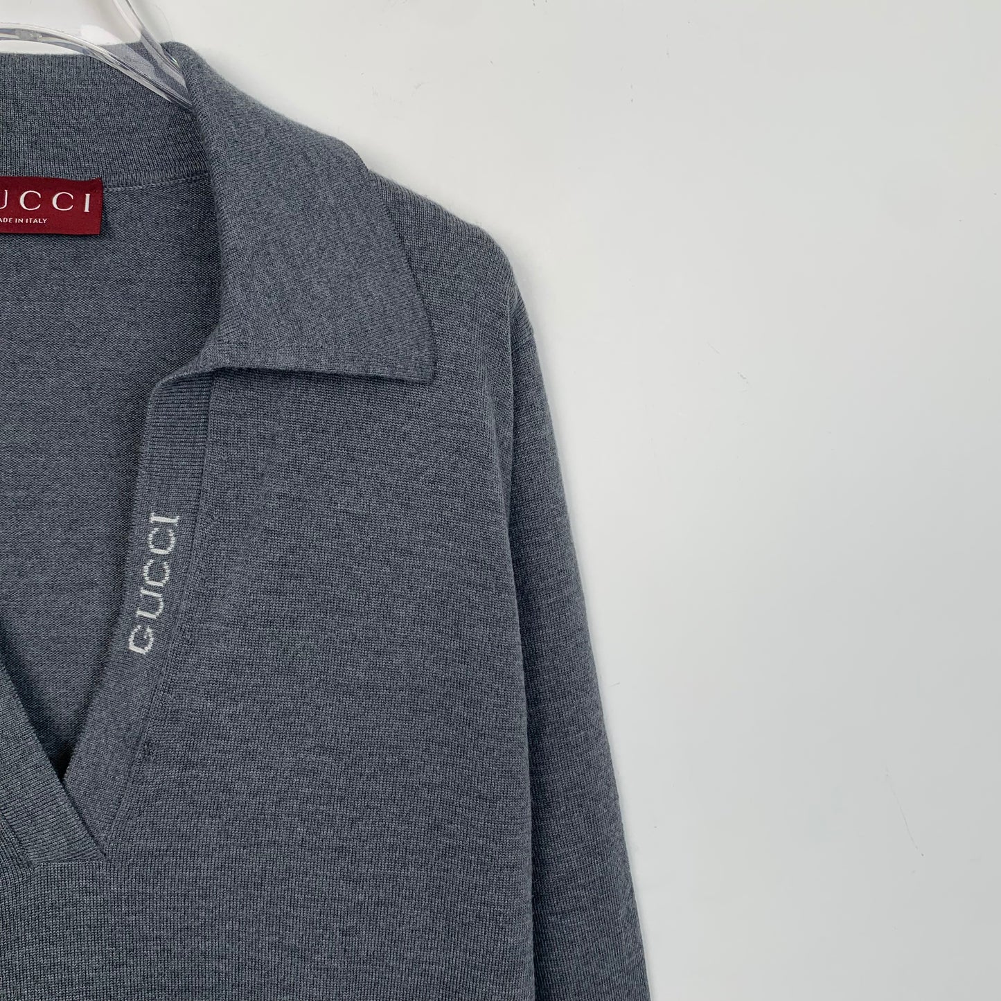 Gucci Gray Wool Long-Sleeve Sweater