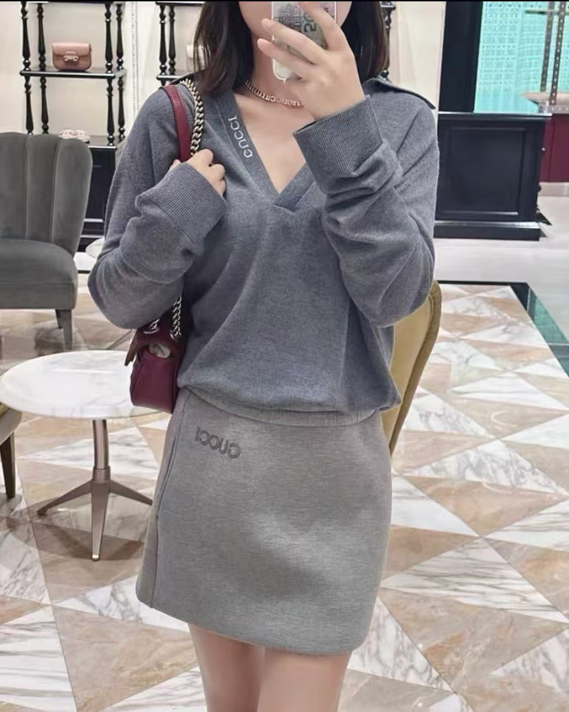 Gucci Gray Wool Long-Sleeve Sweater