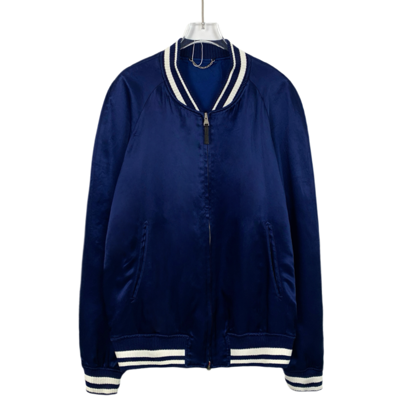 Louis Vuitton Deep Blue Embroidered Lettering Zip-Up Jacket