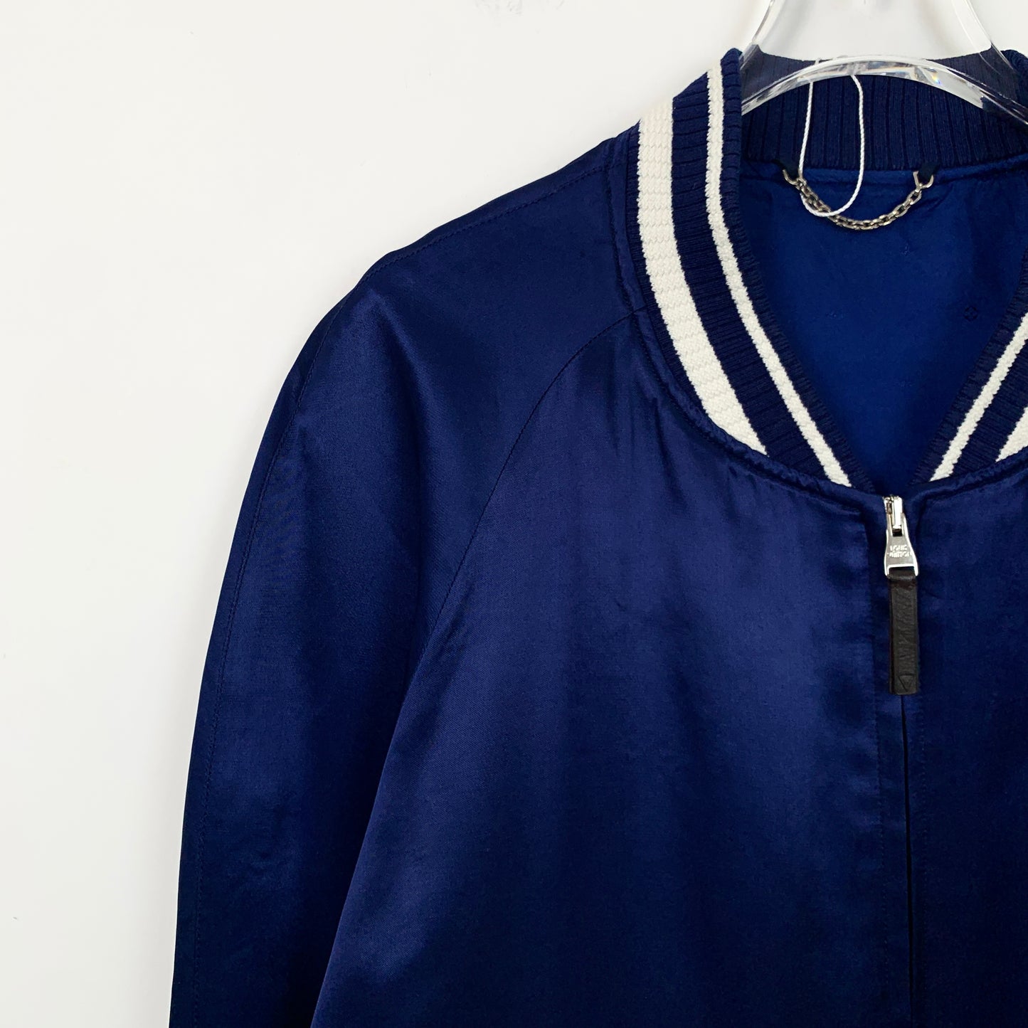 Louis Vuitton Deep Blue Embroidered Lettering Zip-Up Jacket