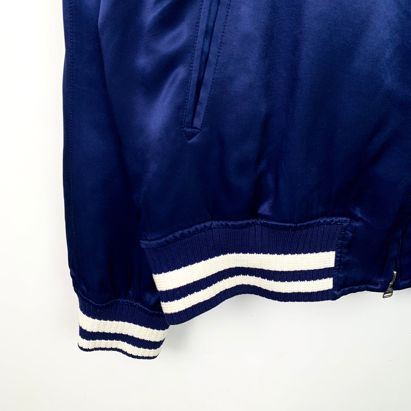 Louis Vuitton Deep Blue Embroidered Lettering Zip-Up Jacket