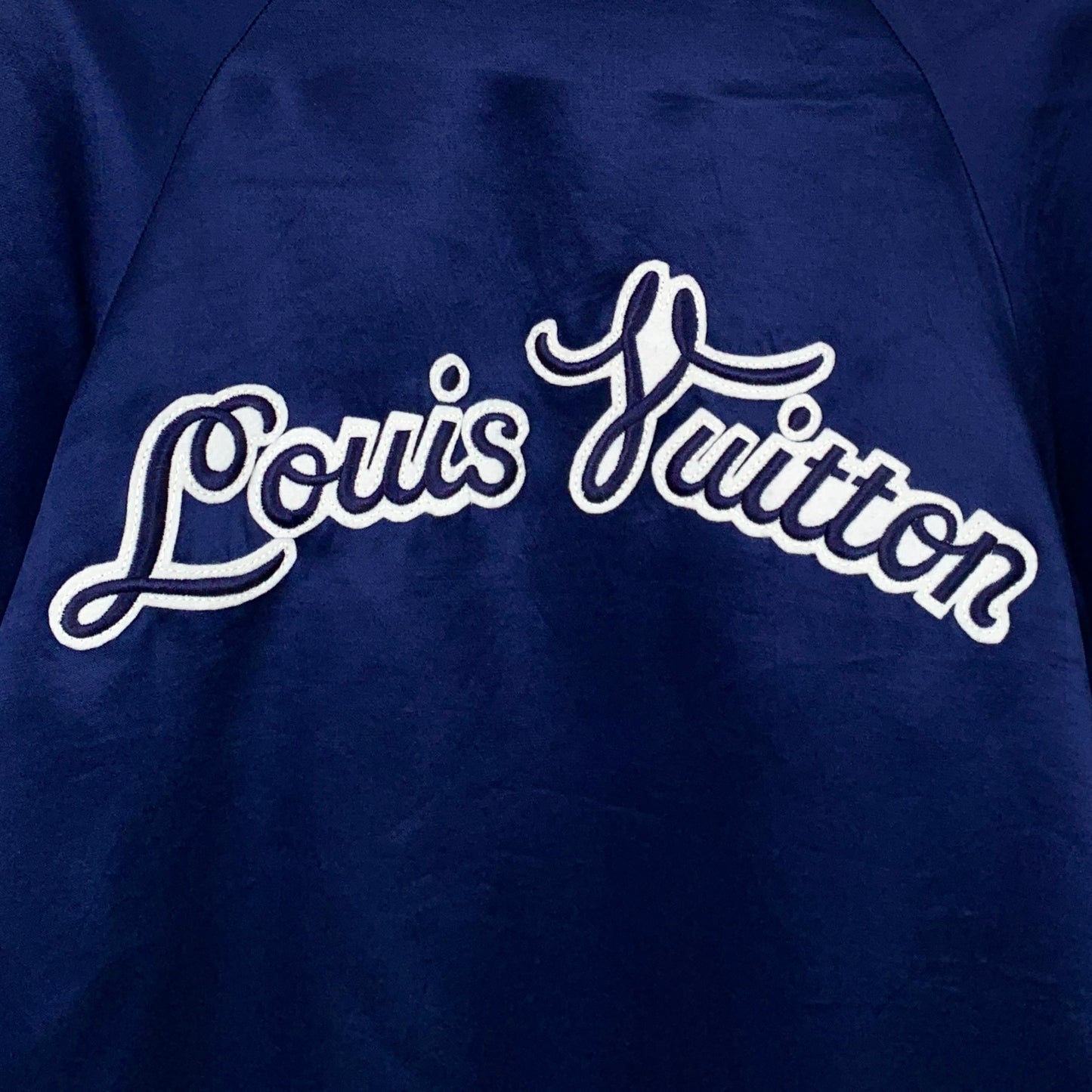 Louis Vuitton Deep Blue Embroidered Lettering Zip-Up Jacket