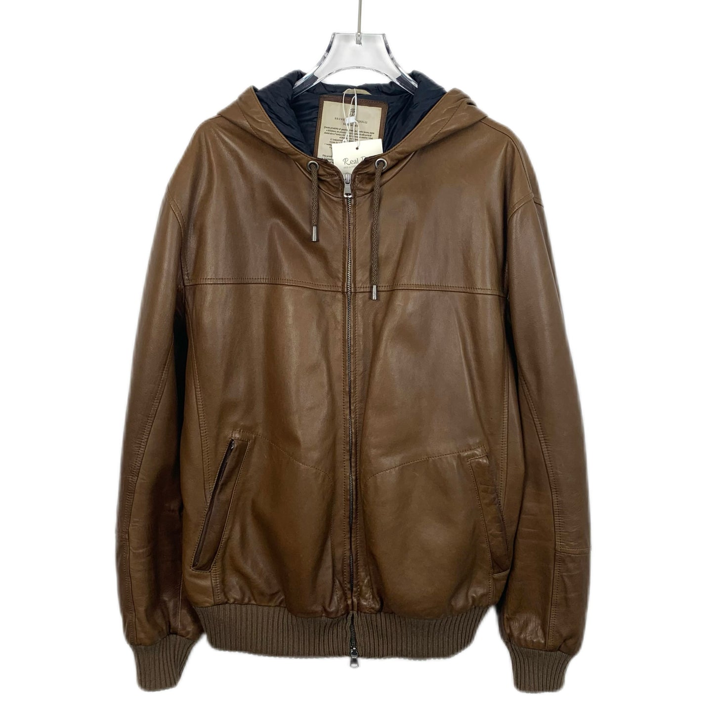 Brunello Cucinelli Brown Leather Aviator Jacket