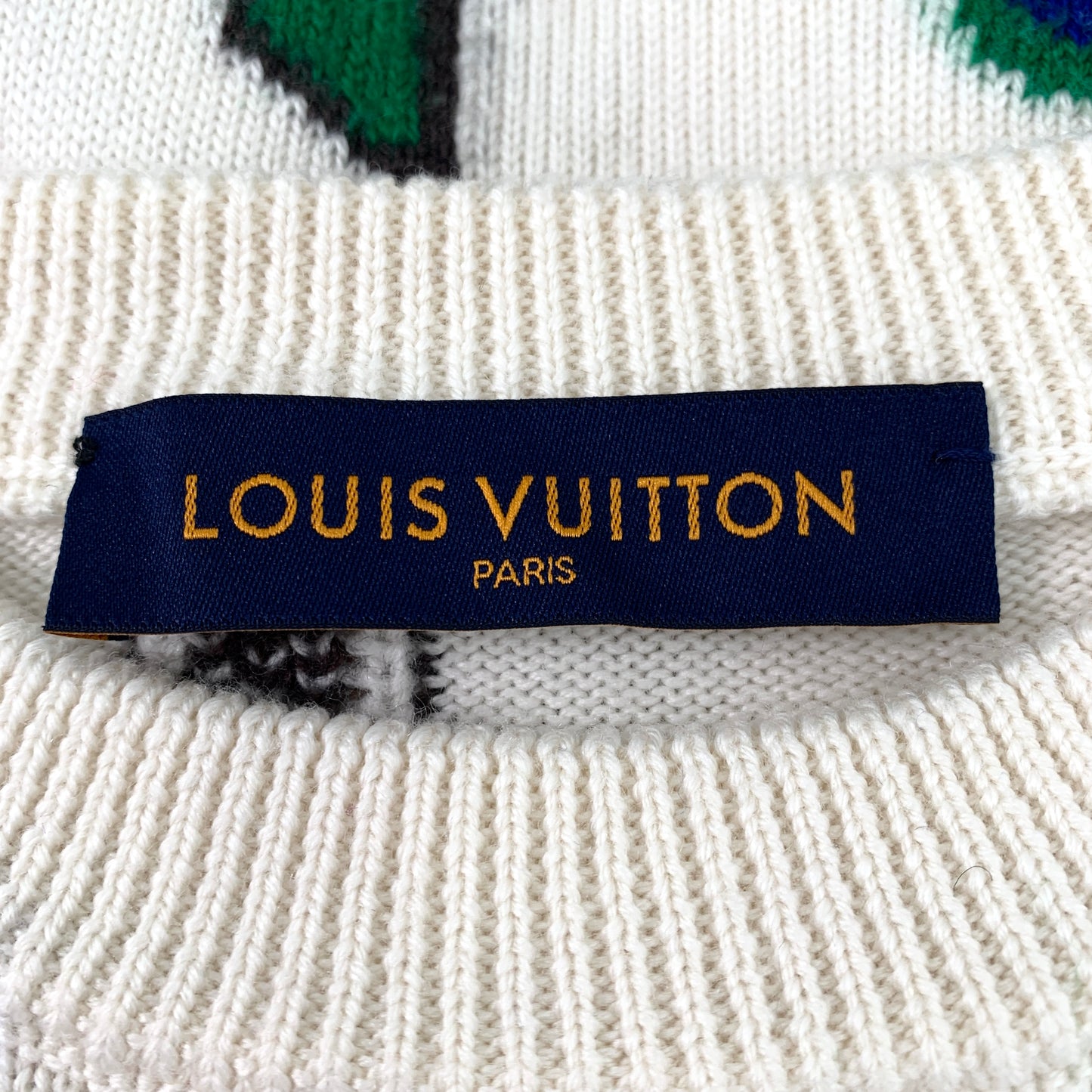 Louis Vuitton x NBA Collaboration White Wool Knit Crewneck Sweater