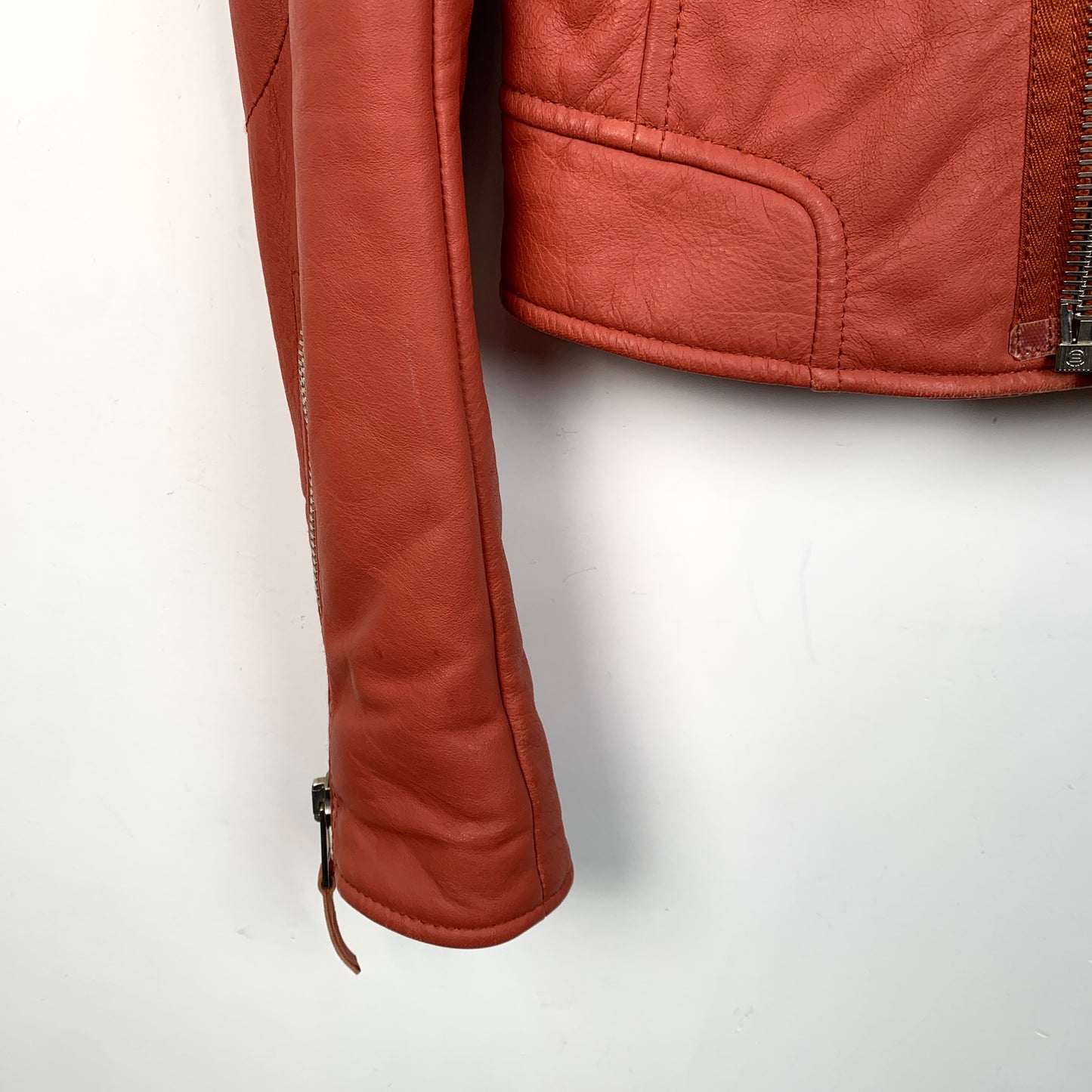 Balenciaga Red Lambskin Leather Jacket