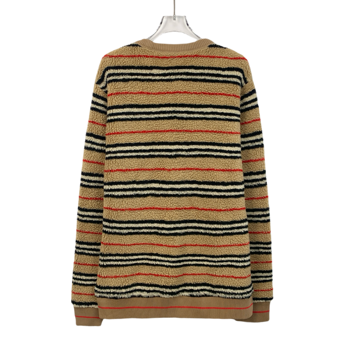 Burberry Brown Striped Fleece Crewneck Long-Sleeve Sweatshirt