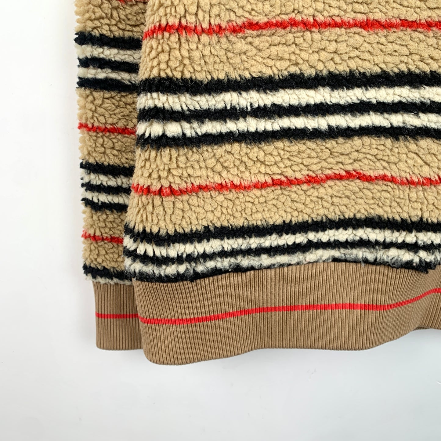 Burberry Brown Striped Fleece Crewneck Long-Sleeve Sweatshirt