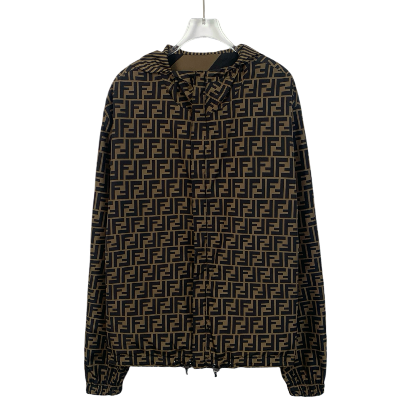 Fendi Dark Brown Monogram Hooded Reversible Jacket