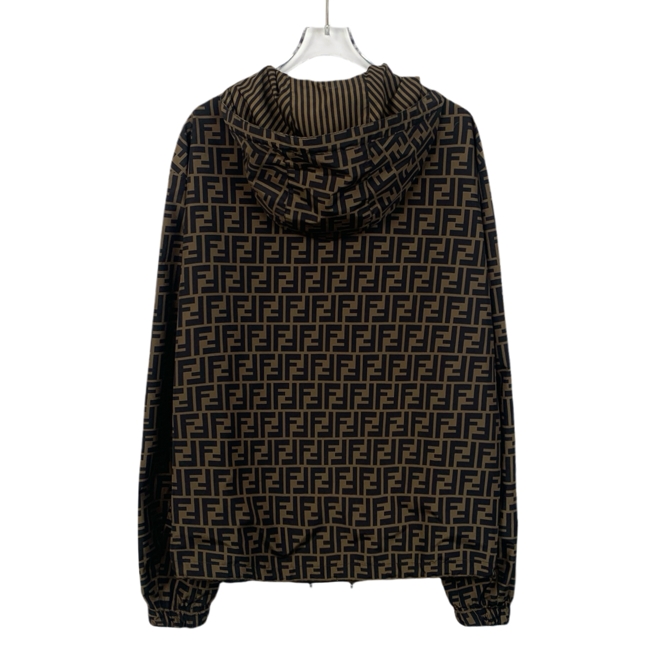 Fendi Dark Brown Monogram Hooded Reversible Jacket