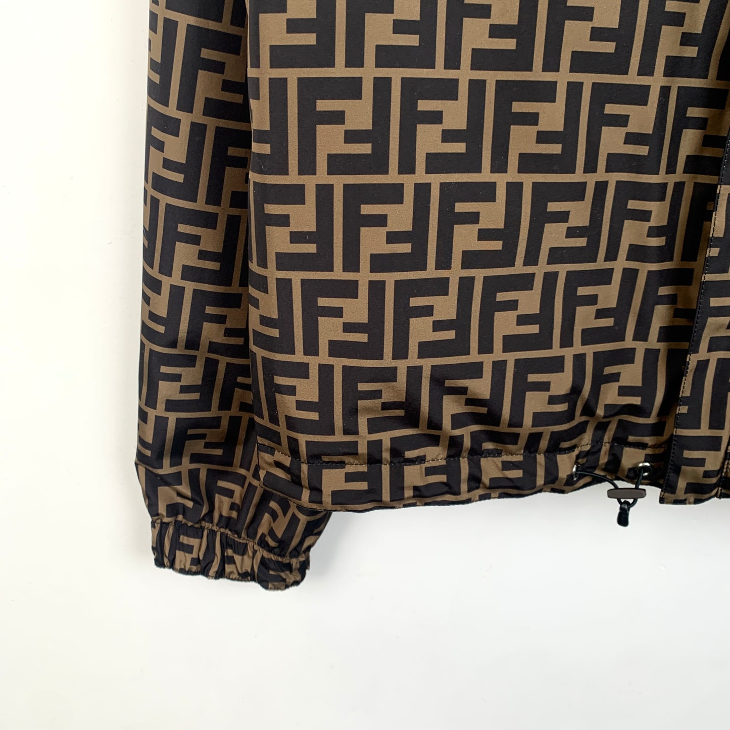 Fendi Dark Brown Monogram Hooded Reversible Jacket