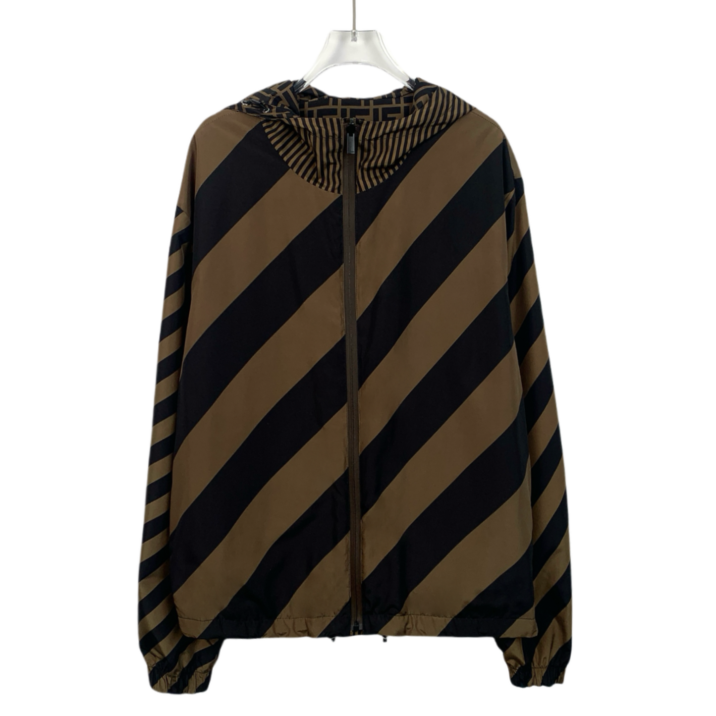 Fendi Dark Brown Monogram Hooded Reversible Jacket