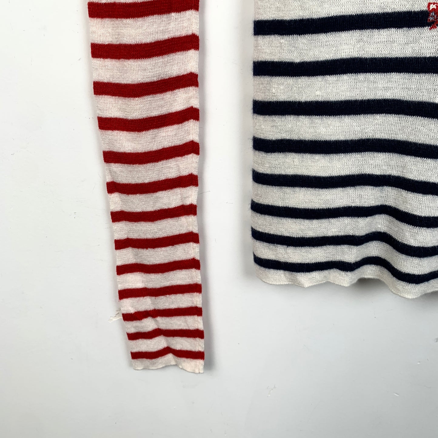 Christian Dior Colorblock Striped Knit Sweater with Heart Motif