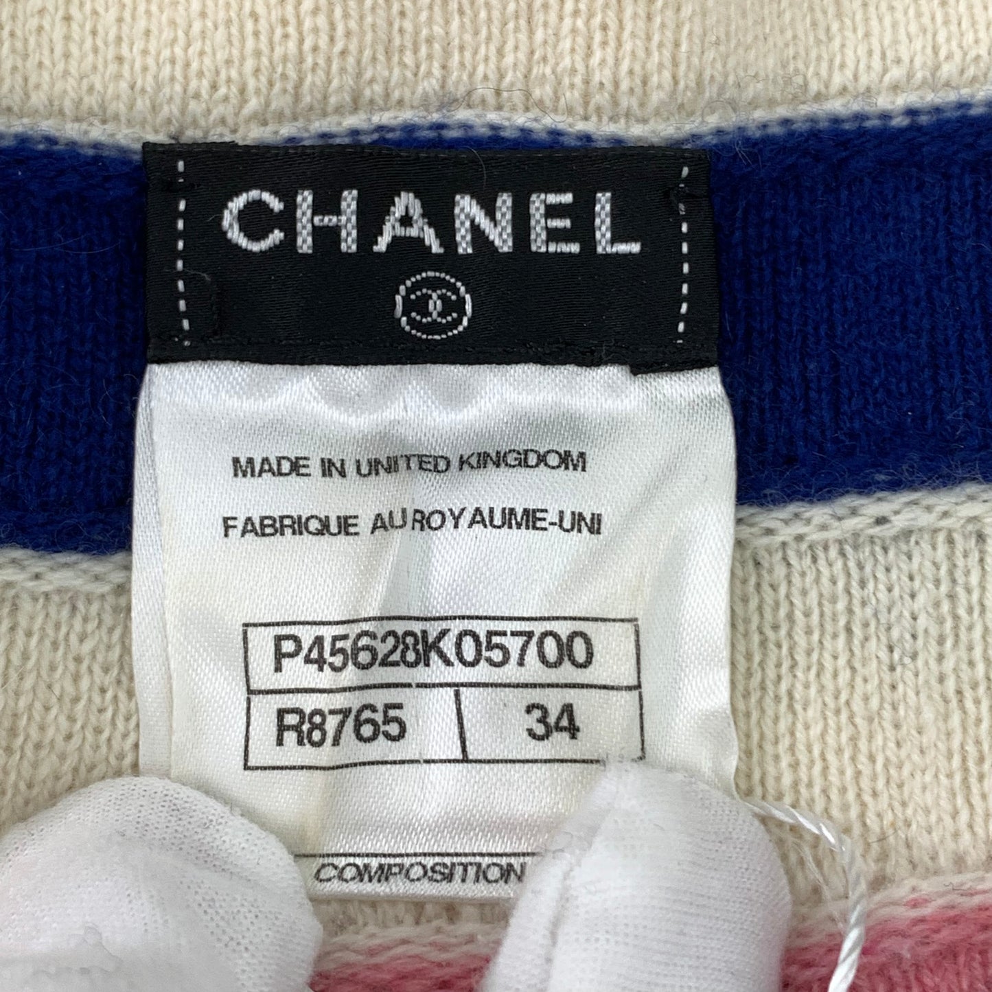 Chanel Colorblock Striped Cashmere Knit Short-Sleeve Top