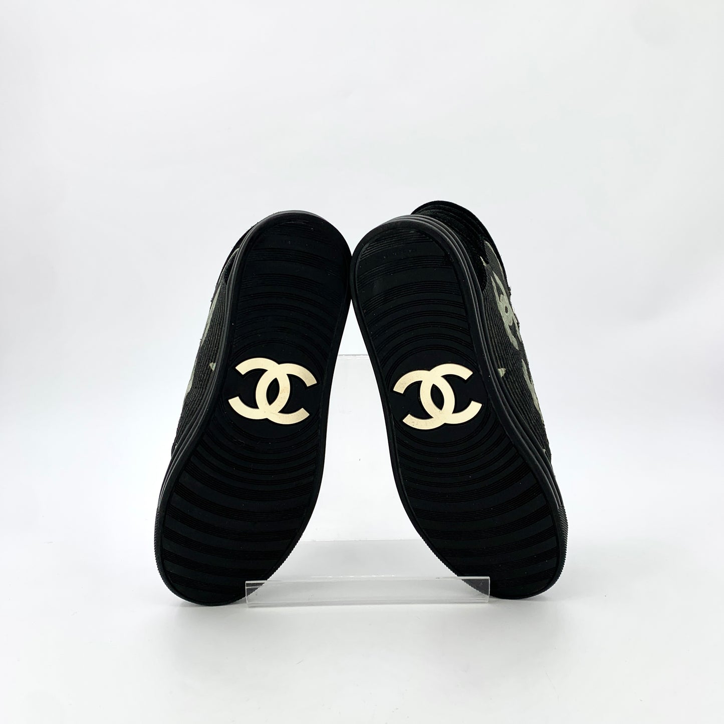 Chanel Black Double-G and Star Lace-Up High-Top Sneakers