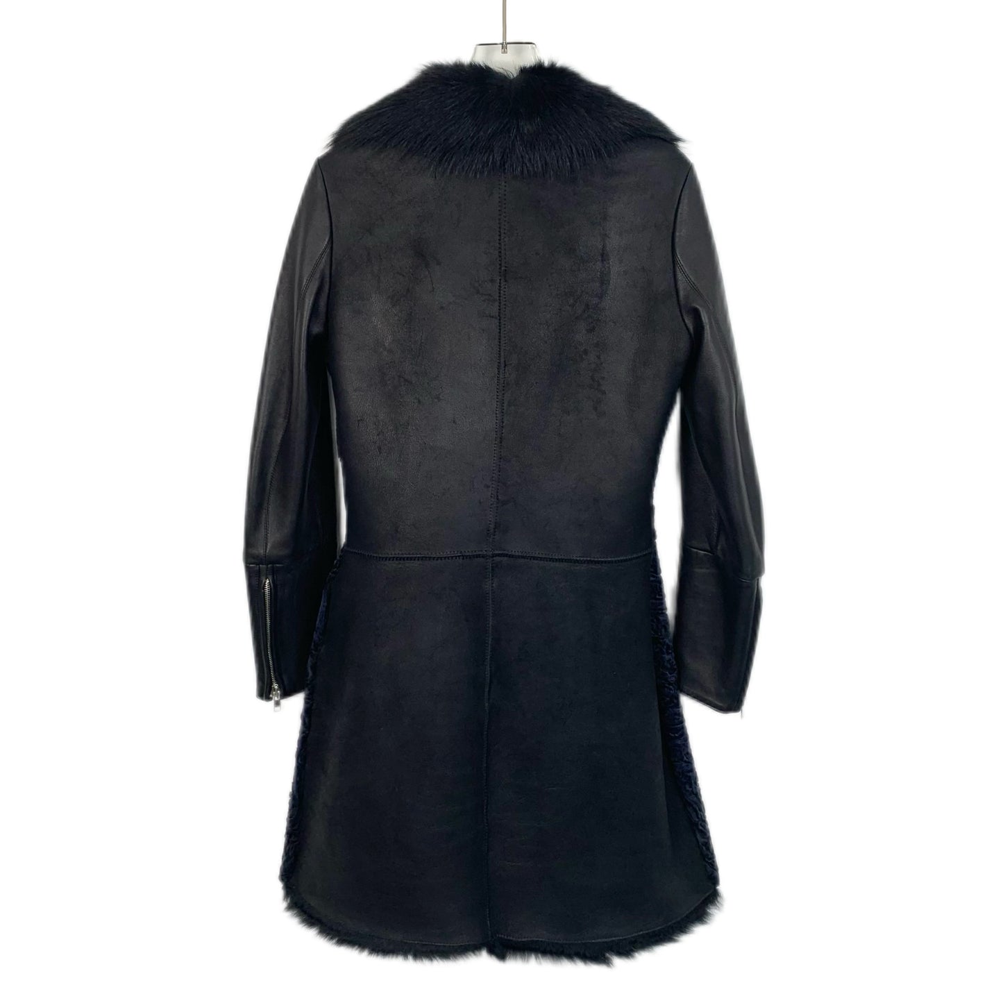 Christian Dior Black Shearling Belted Coat