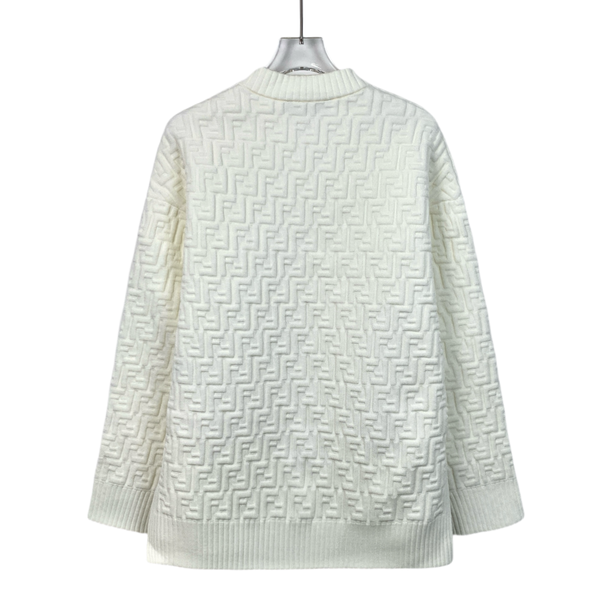 Fendi Off-White Monogram Knit Crewneck Long-Sleeve Sweater