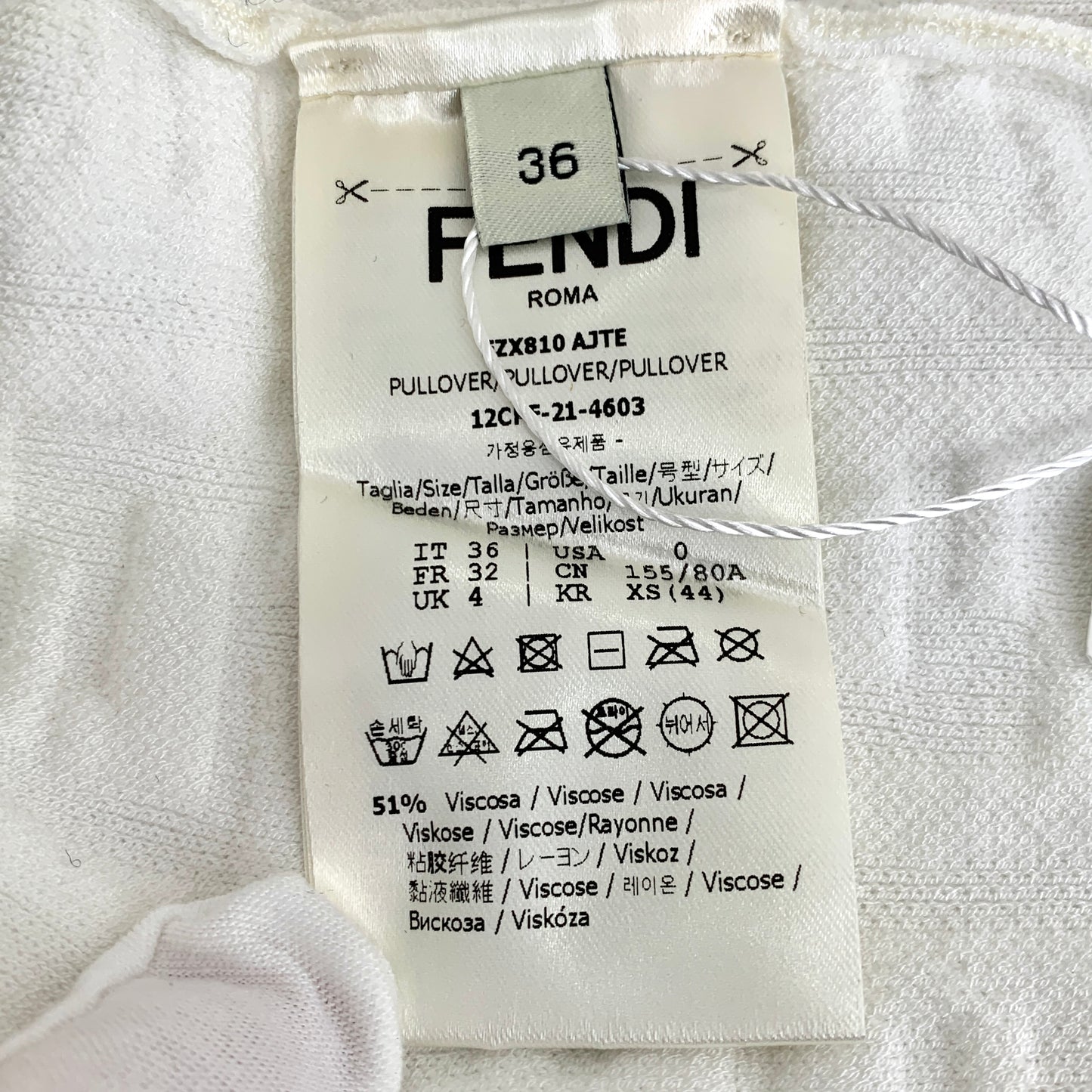 Fendi Off-White Monogram Knit Crewneck Long-Sleeve Sweater