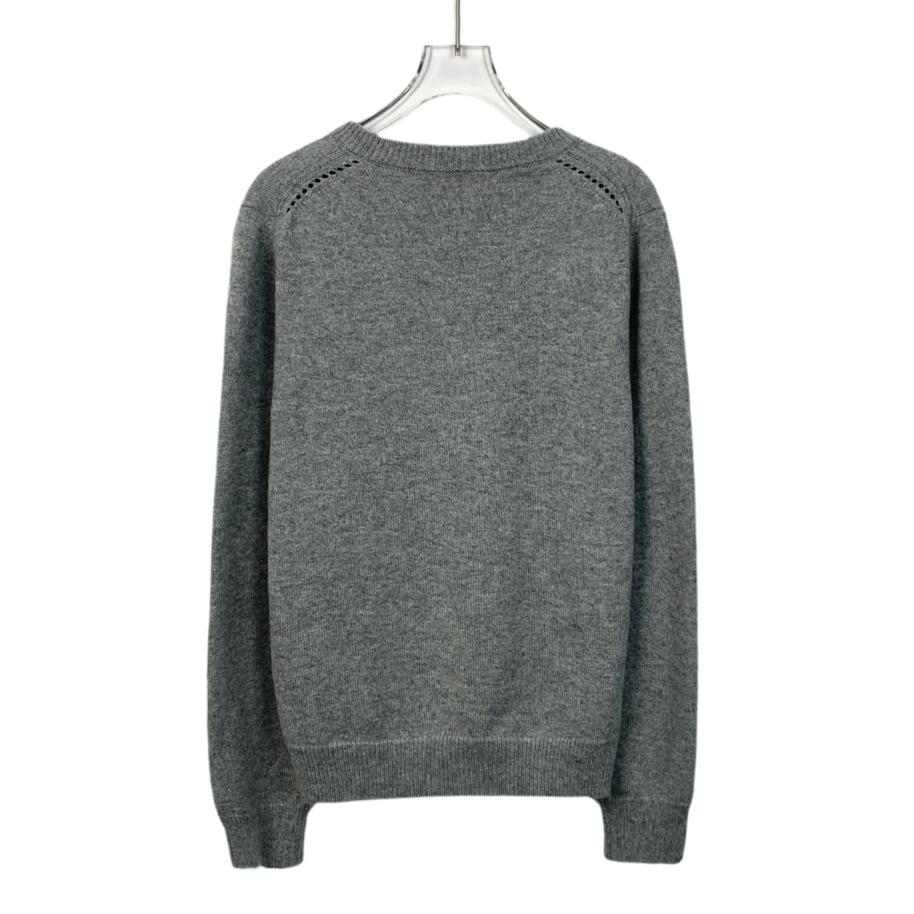 Celine Gray V-Neck Cashmere Long-Sleeve Knit Sweater