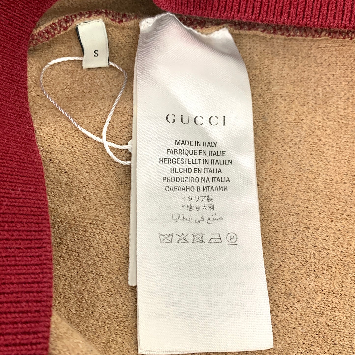 Gucci Red Wool V-Neck Long-Sleeve Knit Sweater with Jacquard Monogram