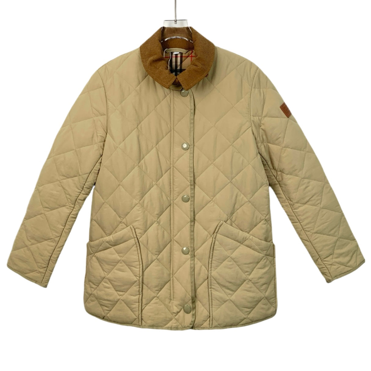 Burberry Brown Diamond Quilted Cotton Jacket with Lapel Collar