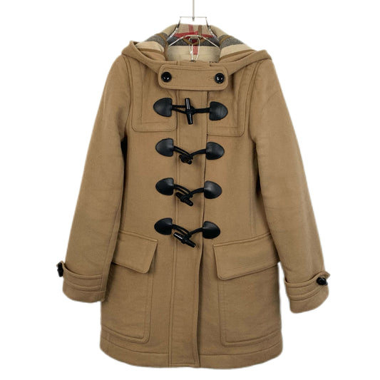 Burberry Brown Wool Duffle Coat with Hood and Toggle Fastenings