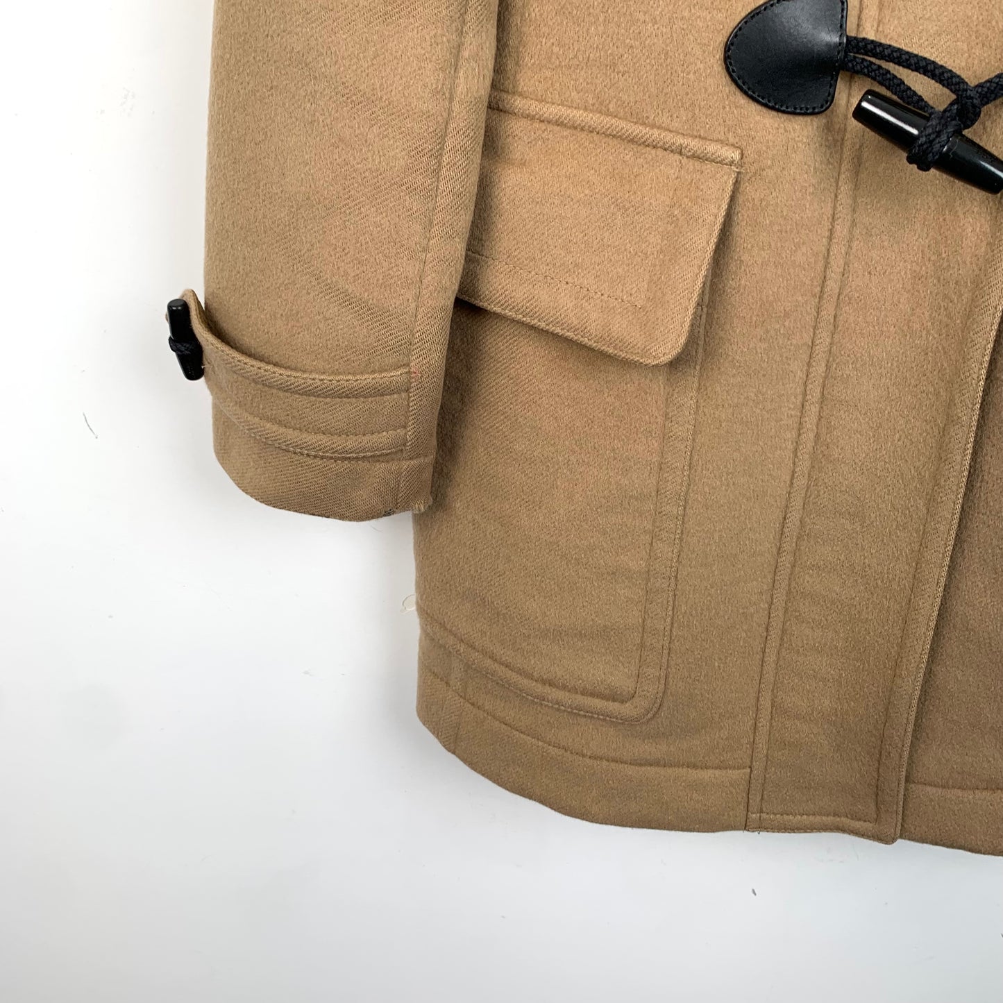 Burberry Brown Wool Duffle Coat with Hood and Toggle Fastenings