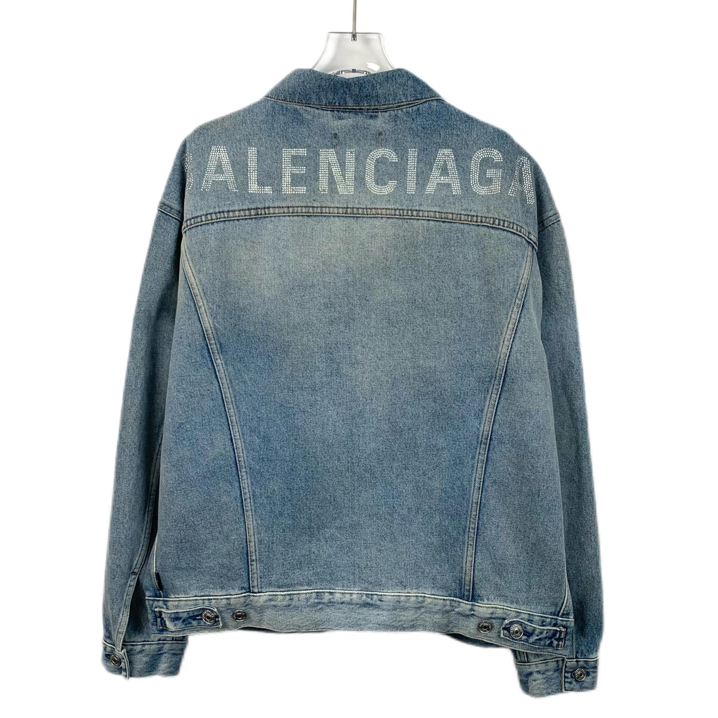 Balenciaga Blue Cotton Denim Jacket with Collared Design