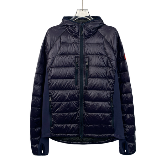 Canada Goose Navy Blue Hooded Zip-Up Down Jacket with Logo Patch