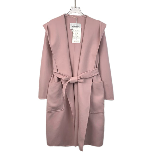 MaxMara Pink Wool Hooded Coat with Belt