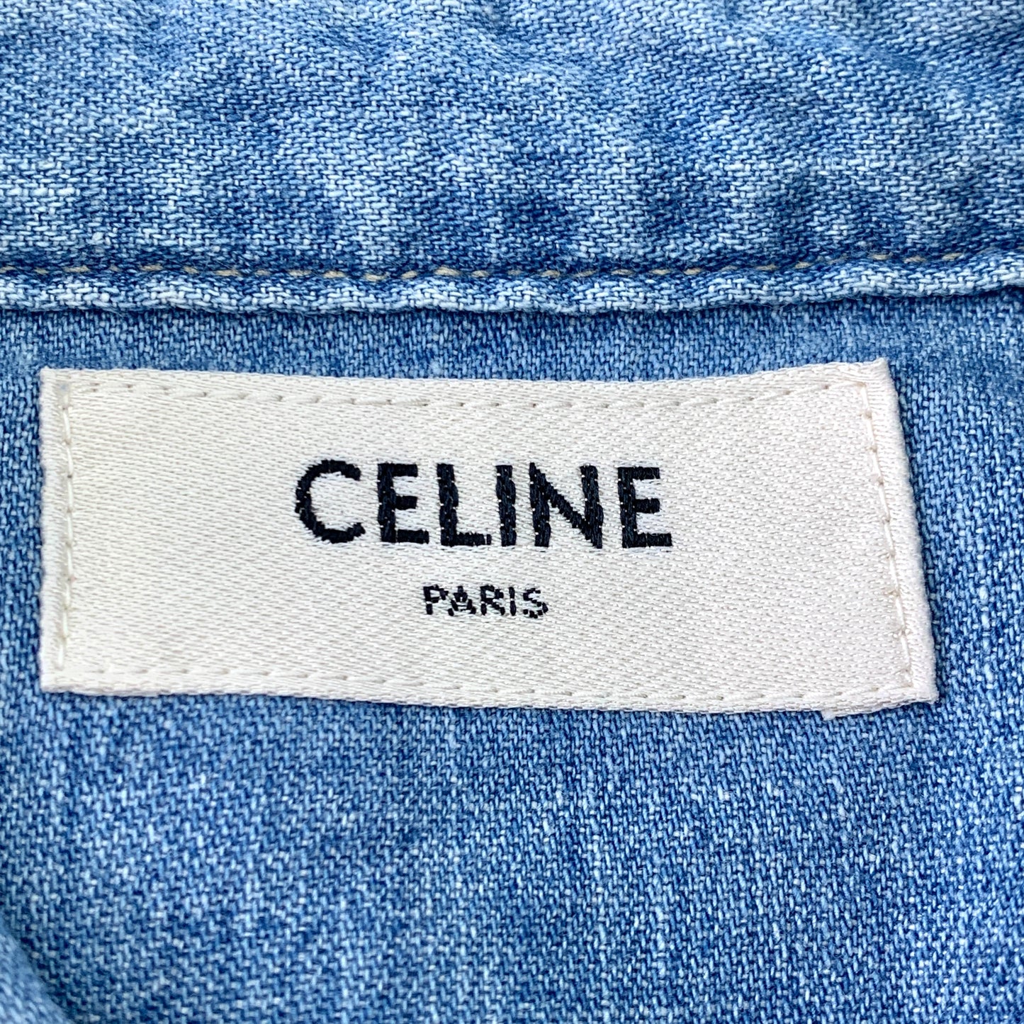 Celine Blue Cotton Long-Sleeve Denim Shirt