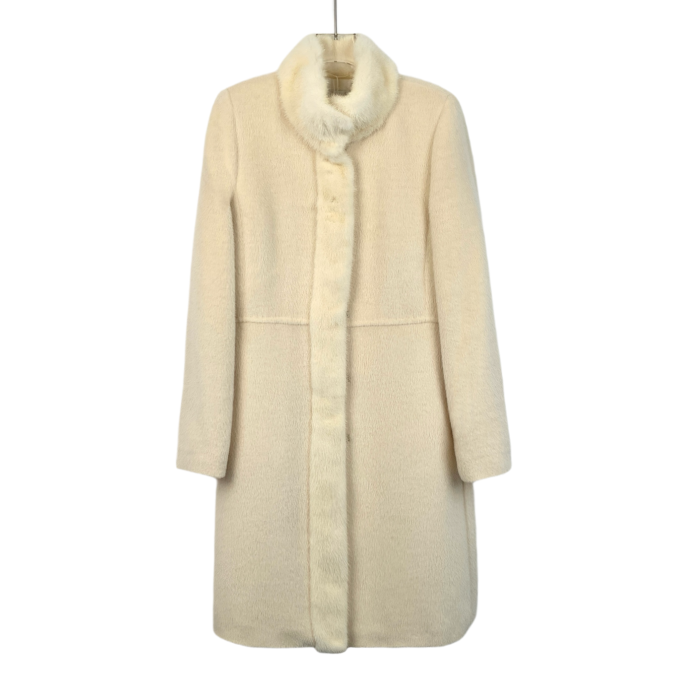 MaxMara Beige Cashmere Coat with Fur Collar