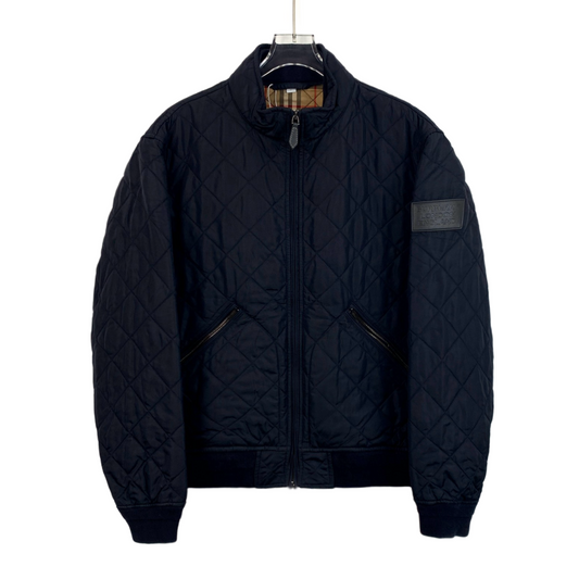  Burberry Deep Blue Diamond Quilted Zip-Up Jacket