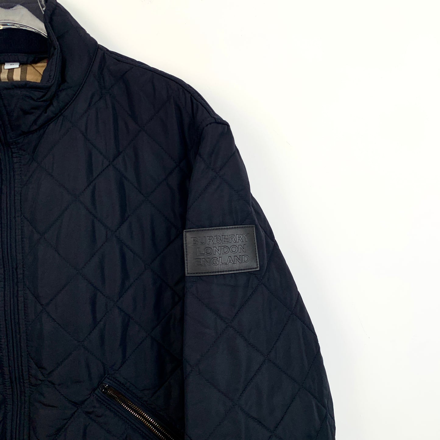 Burberry Deep Blue Diamond Quilted Zip-Up Jacket