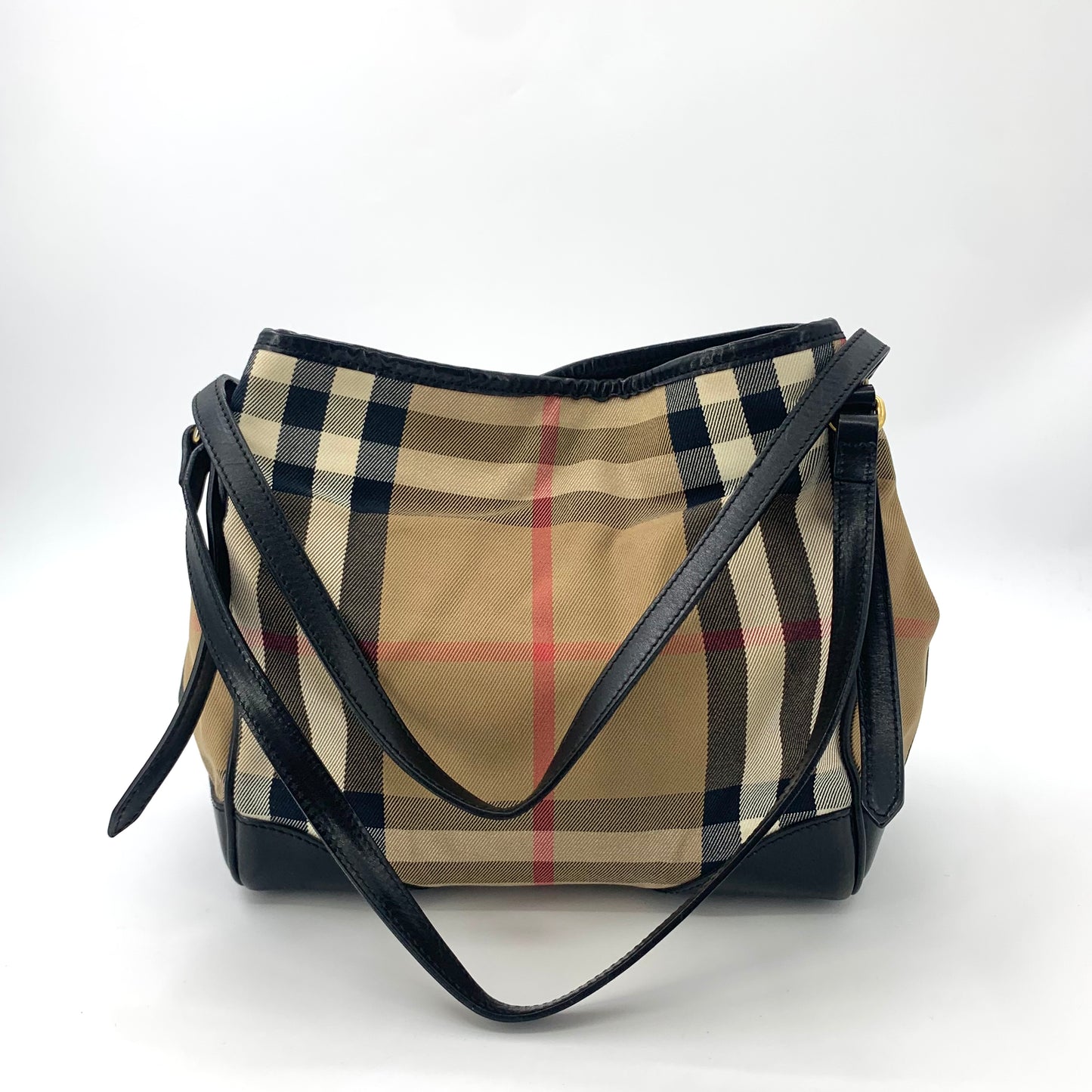 Burberry Bbr Brown Check Cotton Canvas Tote