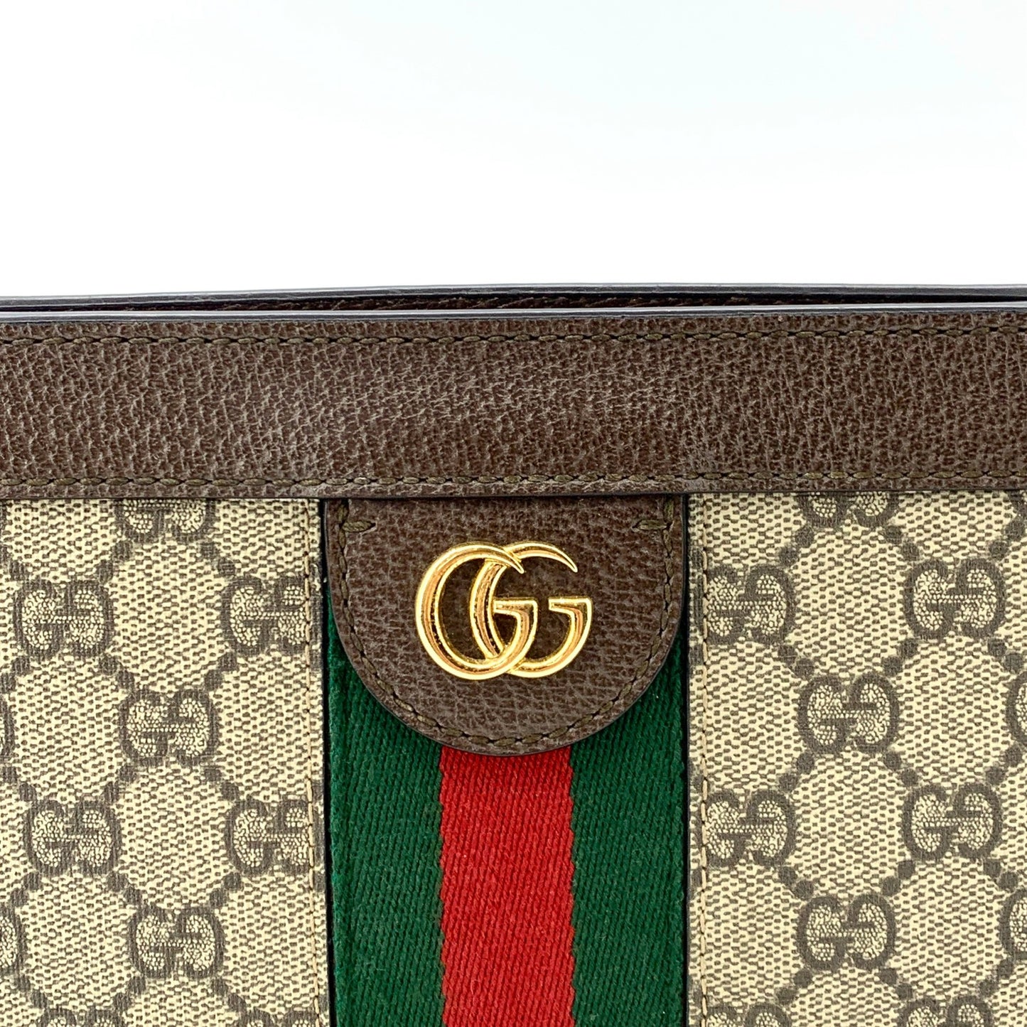 Gucci Brown Stripe Logo Chain Shoulder Bag