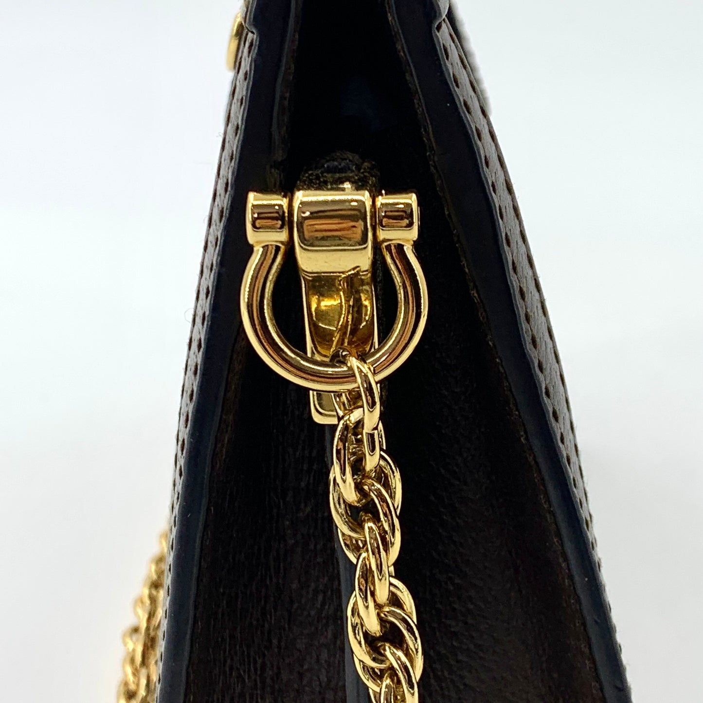 Gucci Brown Stripe Logo Chain Shoulder Bag