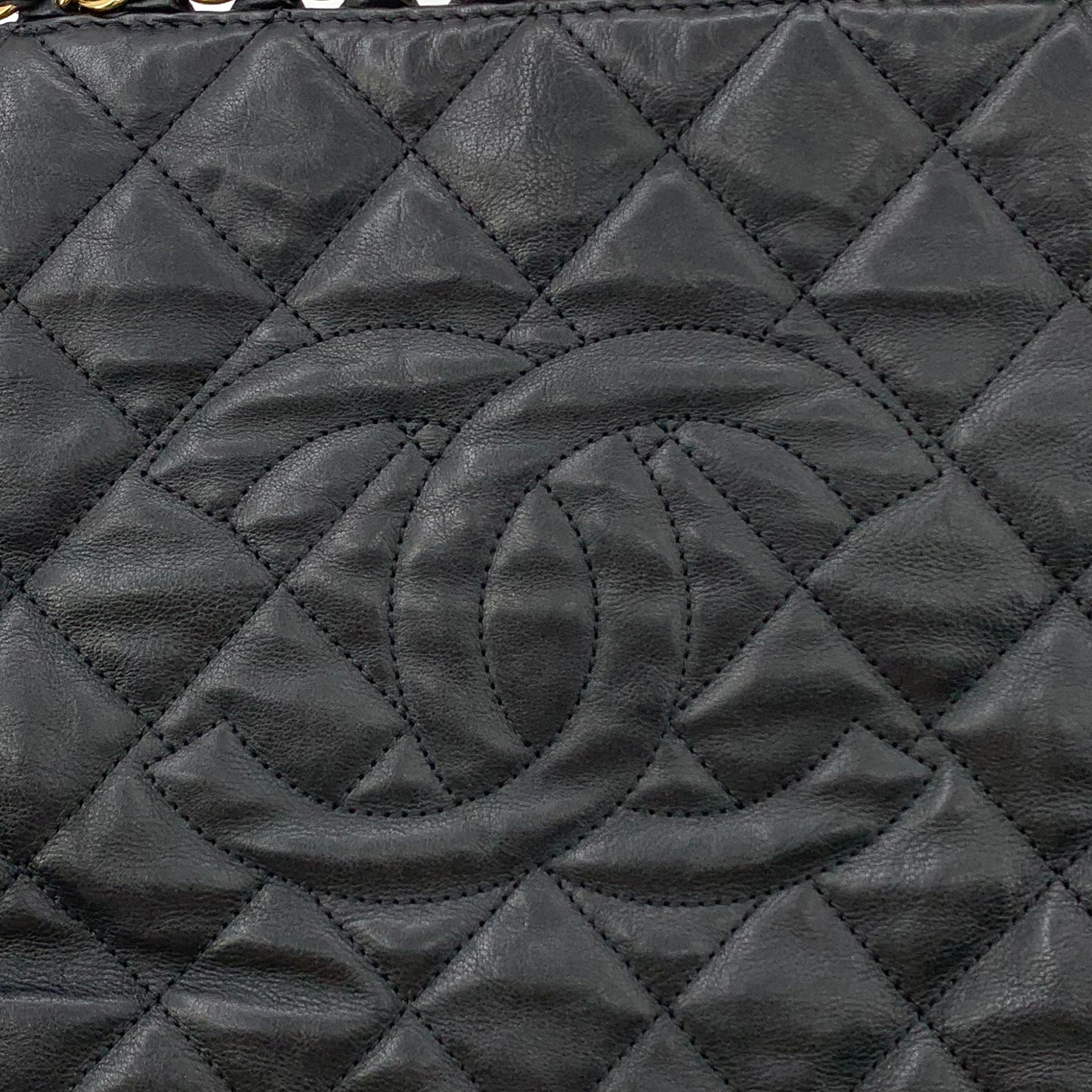 Chanel Black & Gold Lambskin Large Double C Chain Tote