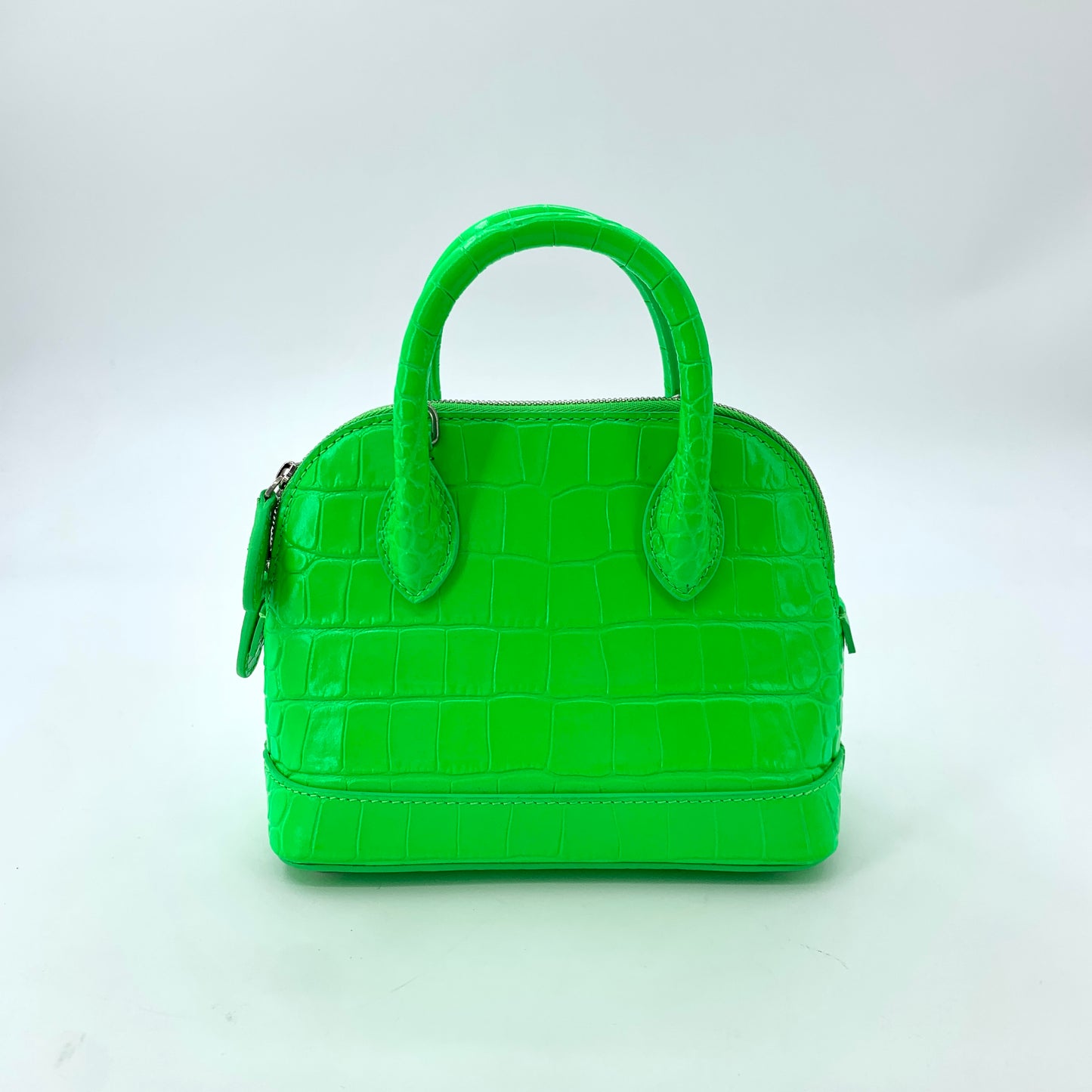 Balenciaga Fluorescent Green Croc-Embossed Shoulder & Crossbody Bag