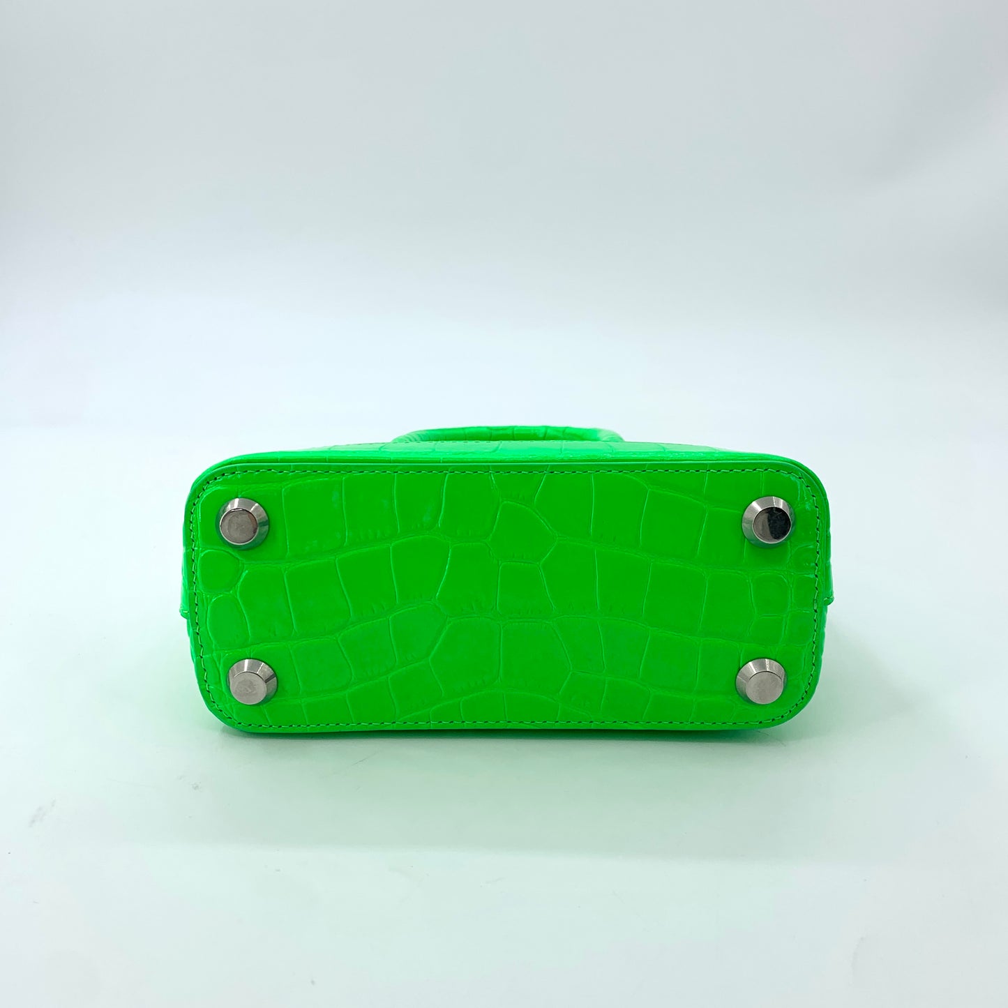 Balenciaga Fluorescent Green Croc-Embossed Shoulder & Crossbody Bag