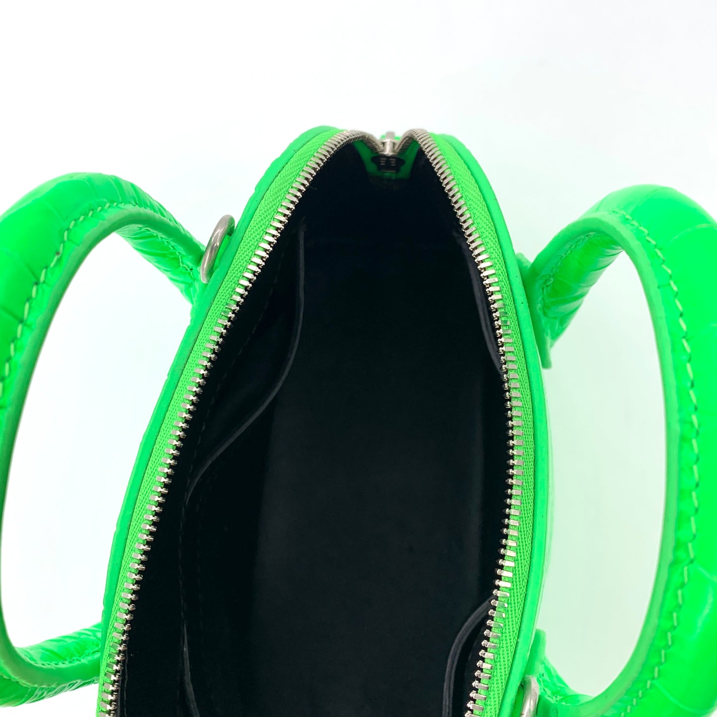 Balenciaga Fluorescent Green Croc-Embossed Shoulder & Crossbody Bag