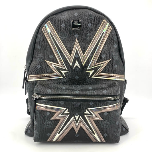 MCM Logo Print Leather Backpack