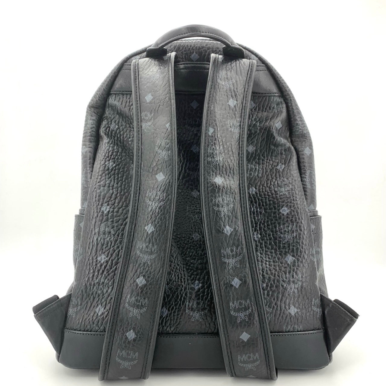 MCM Logo Print Leather Backpack