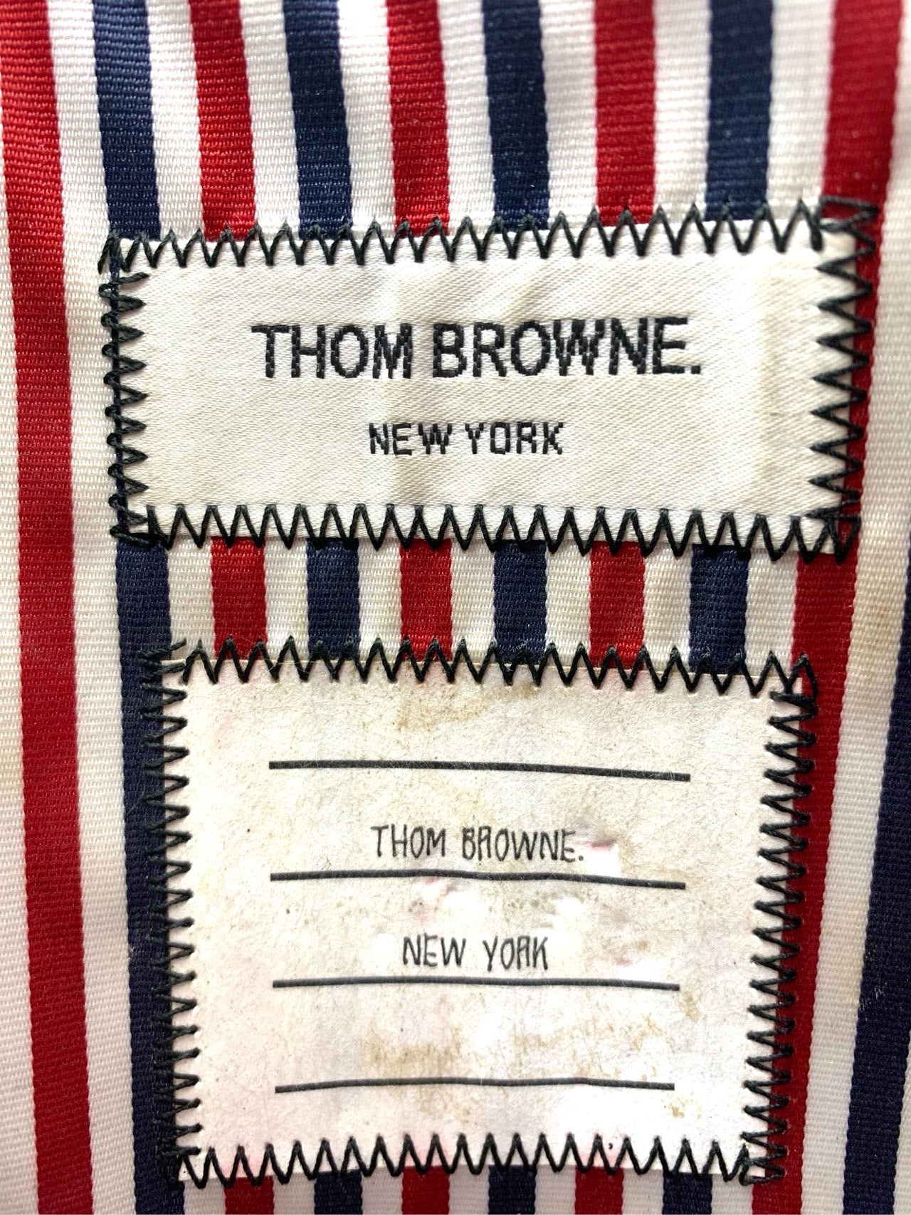 Thom Browne Black Leather Polished Clutch with Tri-Color Stripes