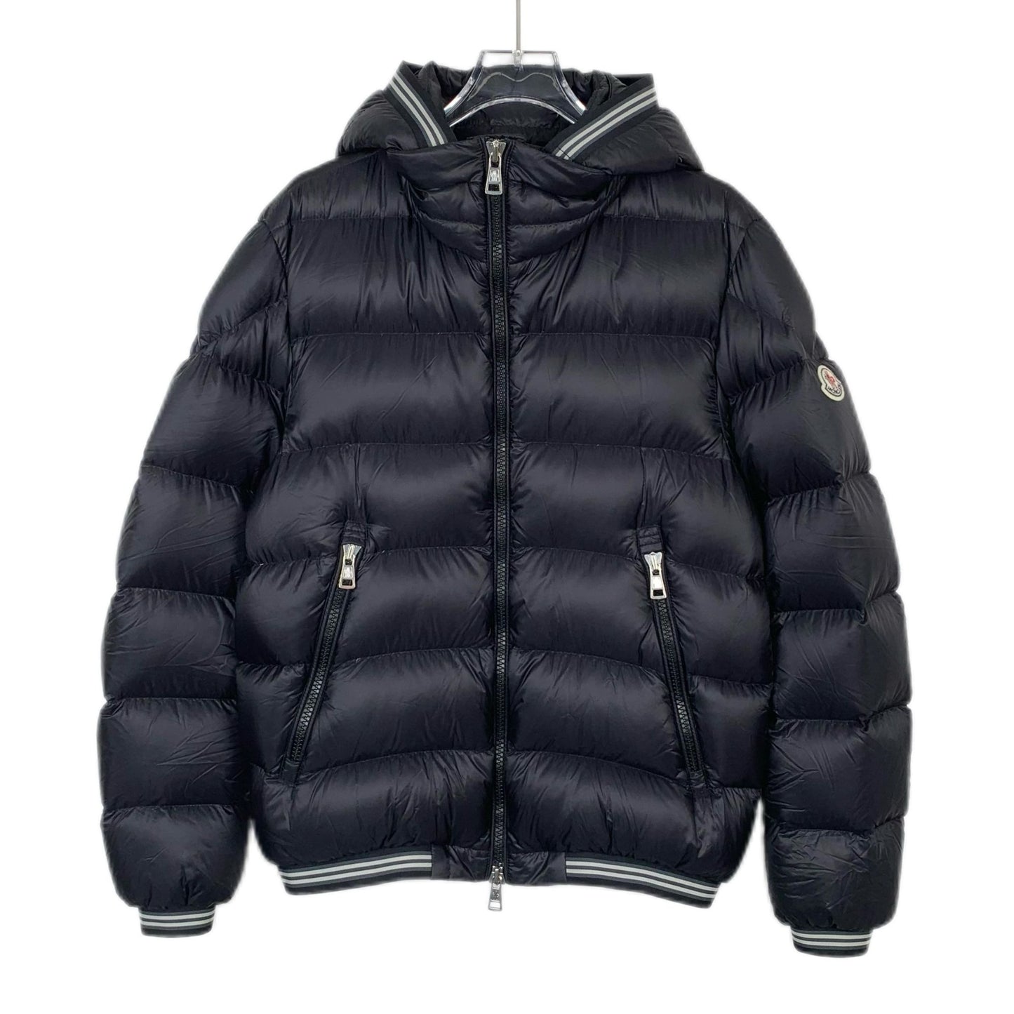 Moncler Jeanbart Navy Hooded Down Jacket with Logo (Size S)